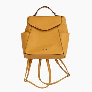 NINE WEST Mustard Faux Leather Med Backpack Purse with Adjustable Straps